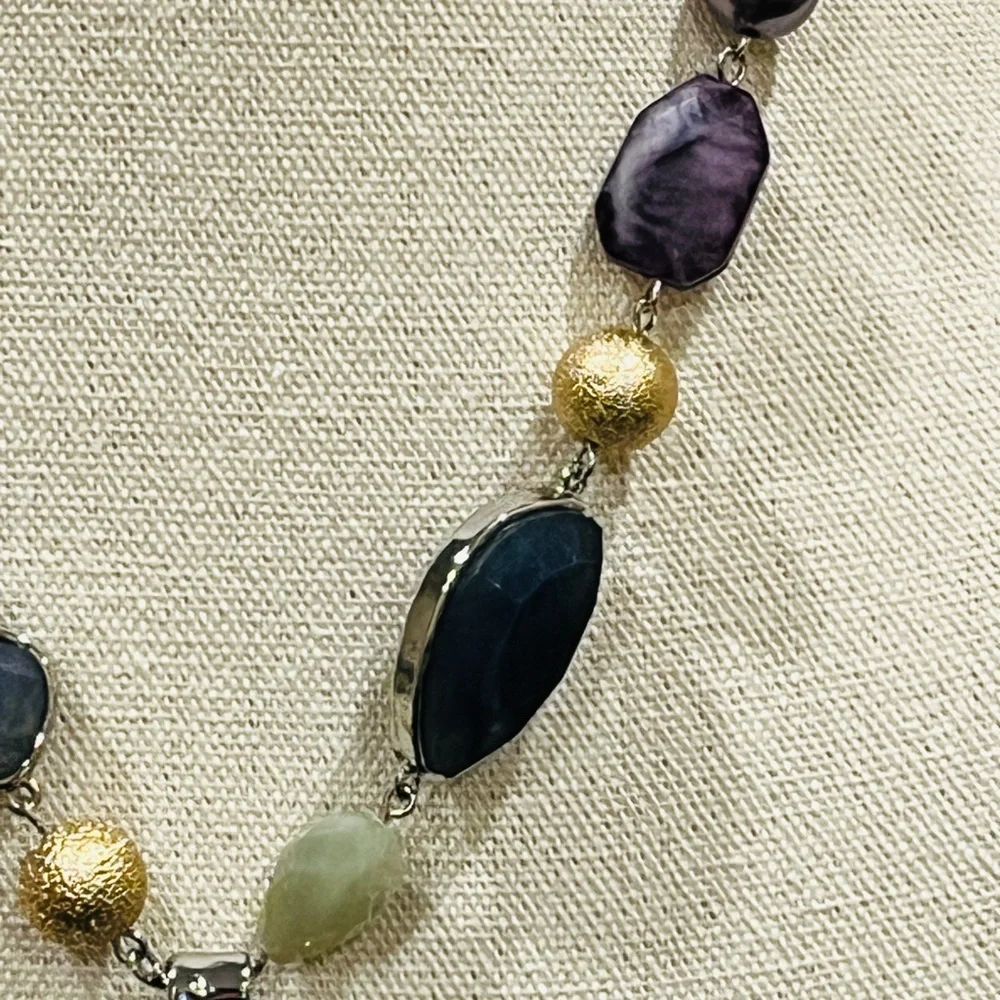 NWOT Chico's Purple and Gold Pendant Necklace